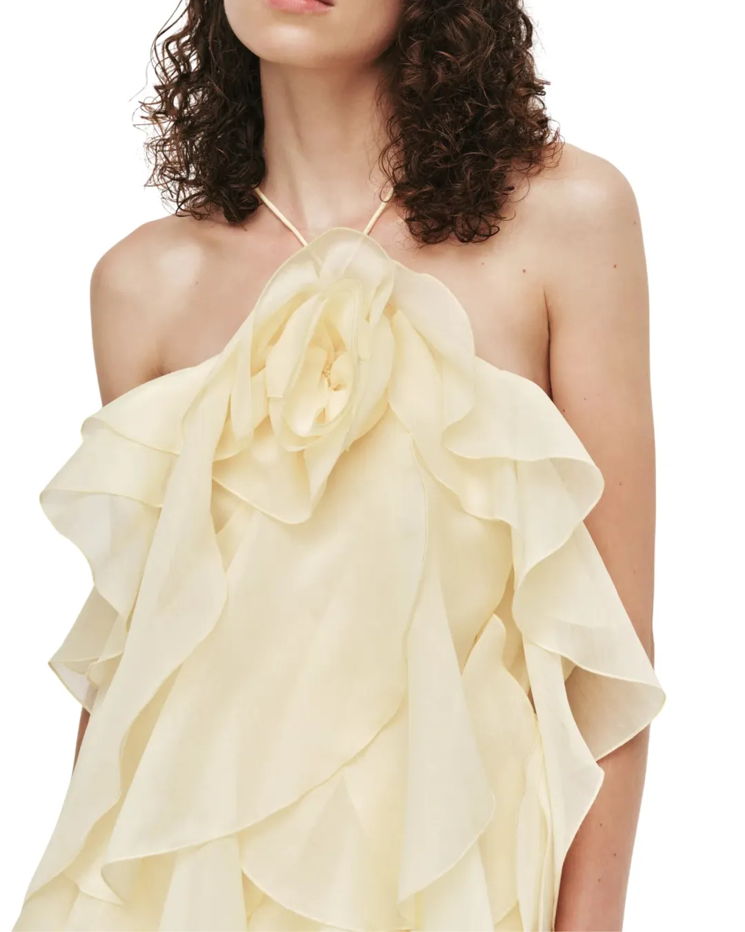 Aje Pandorea Layered Maxi Dress Butter Yellow Size 10 for rent on The Volte - main image