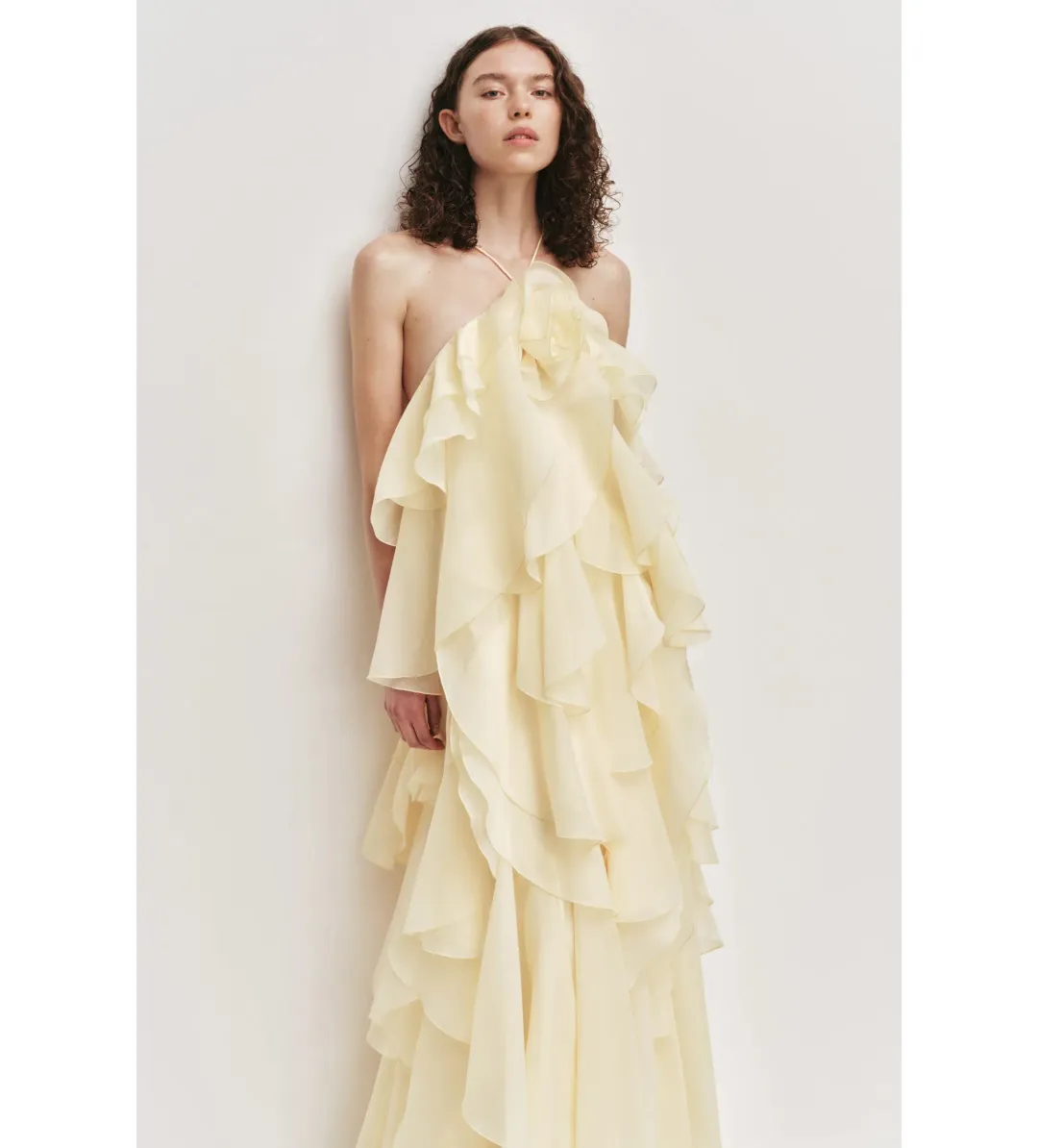 Aje Pandorea Layered Maxi Dress in Butter Size AU8 for rent on The Volte - main image