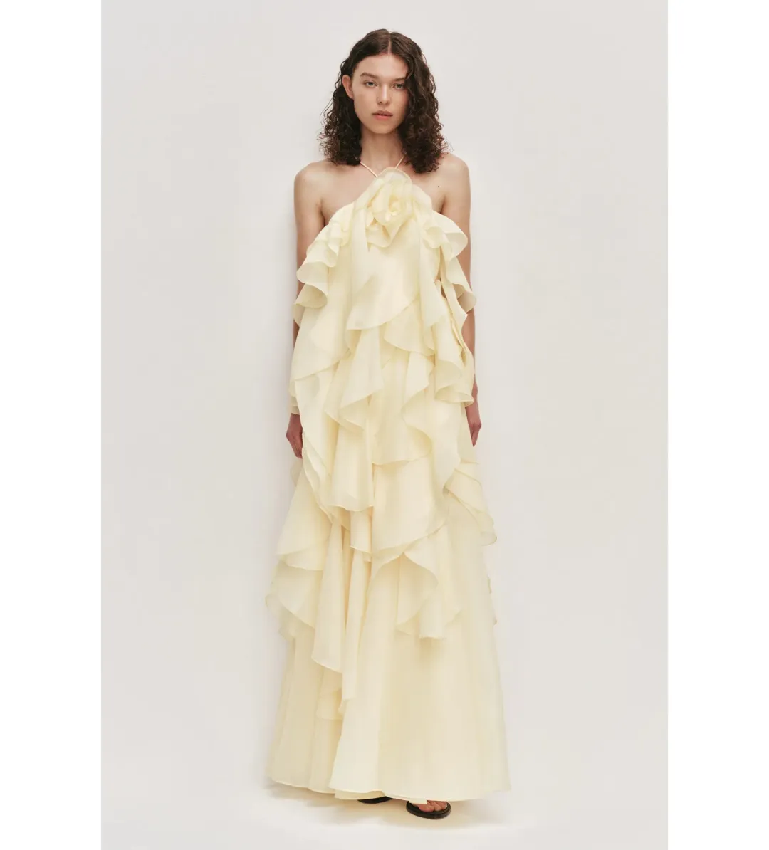 Aje Pandorea Layered Maxi Dress in Butter Size AU6 for rent on The Volte - main image