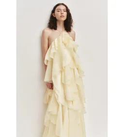 Aje Pandorea Layered Maxi Dress in Butter Size AU6 for rent on The Volte - image 3