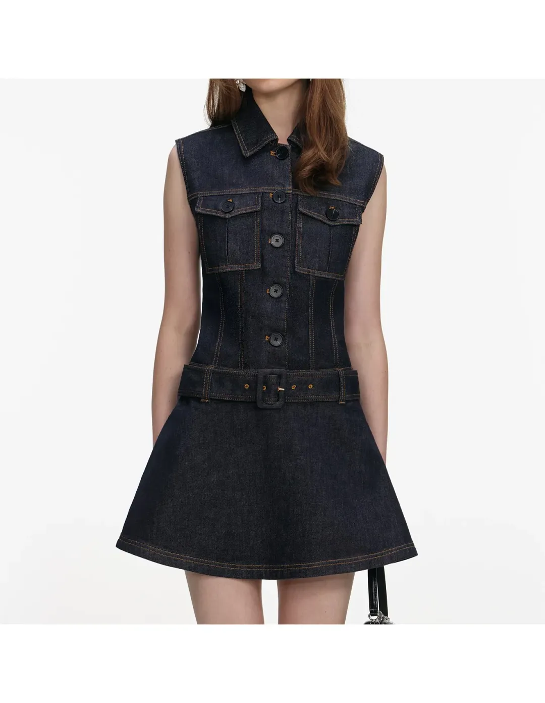 Self-Portrait Indigo Denim Flared Mini Dress Size 10 AU for rent on The Volte - main image