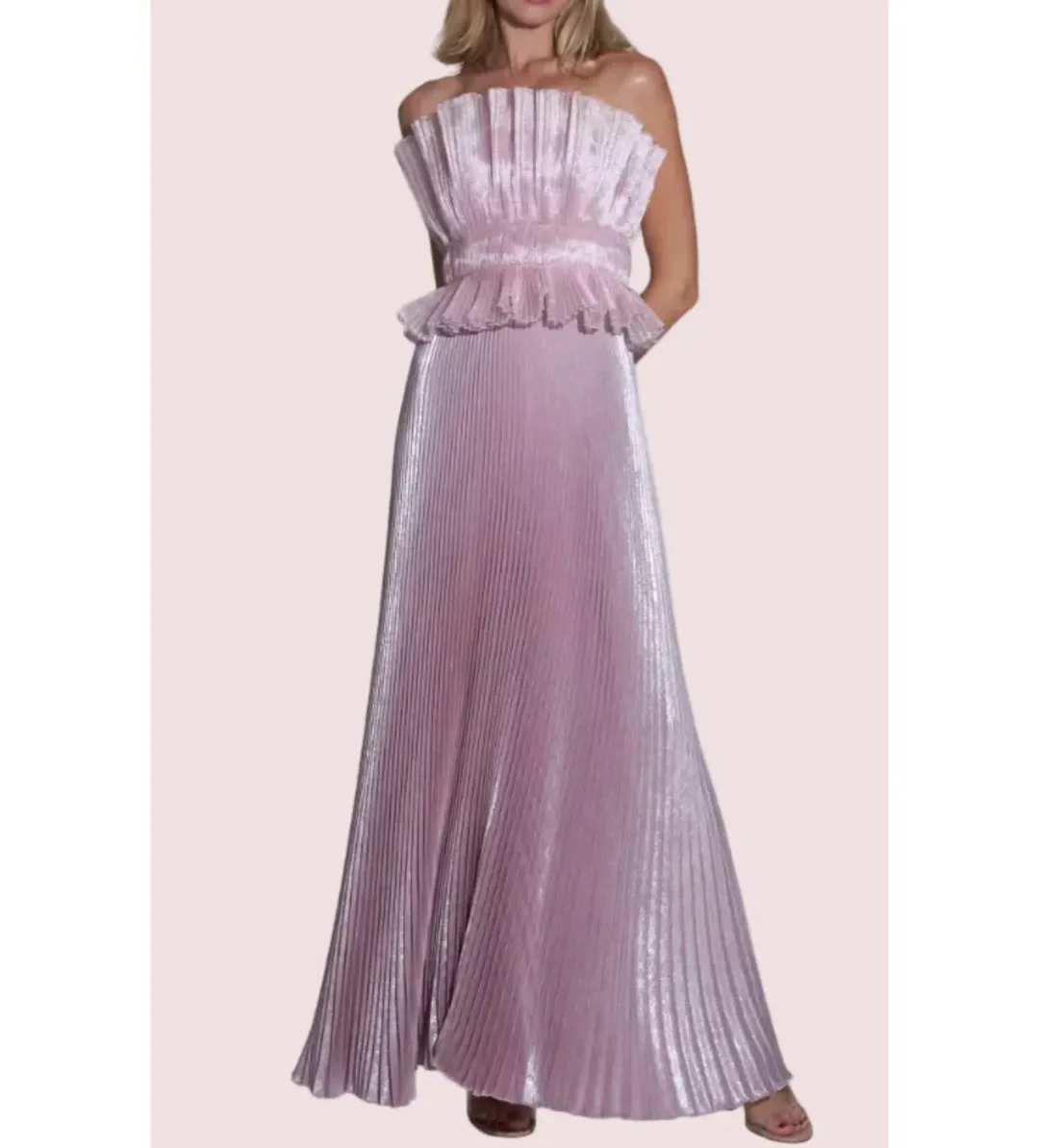 L'idee Masquerade Gown Dusty Shimmer Pink Size 8 for rent on The Volte - main image