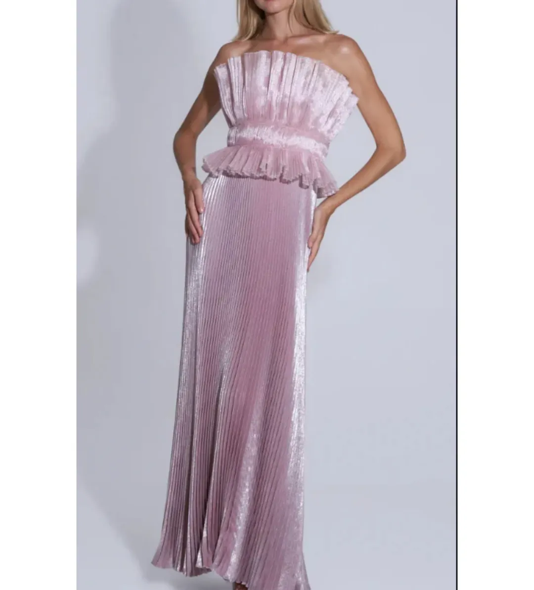 L'idee Masquerade Gown Dusty Shimmer Pink Size 8 for rent on The Volte - main image