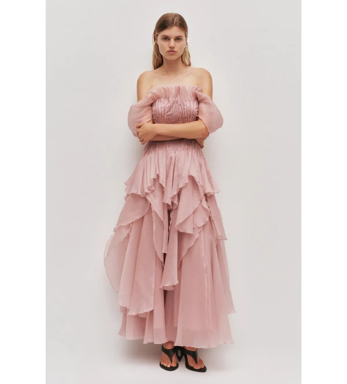 Aje Nisha Gown in Fawn Pink Size AU10 for rent on The Volte - main image