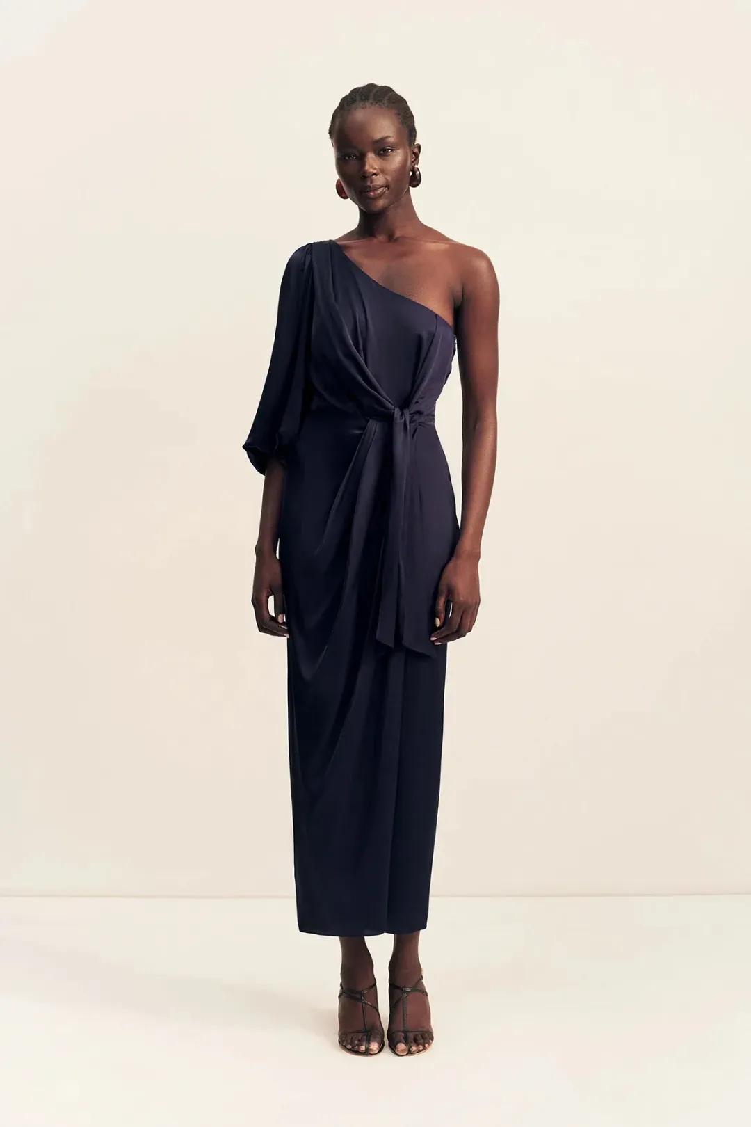 Shona Joy Lumiere Tie Front One Shoulder Midi - Night Sky / Size 18 for rent on The Volte - main image