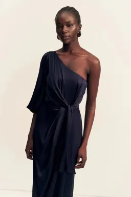 Shona Joy Lumiere Tie Front One Shoulder Midi - Night Sky / Size 18 for rent on The Volte - image 5