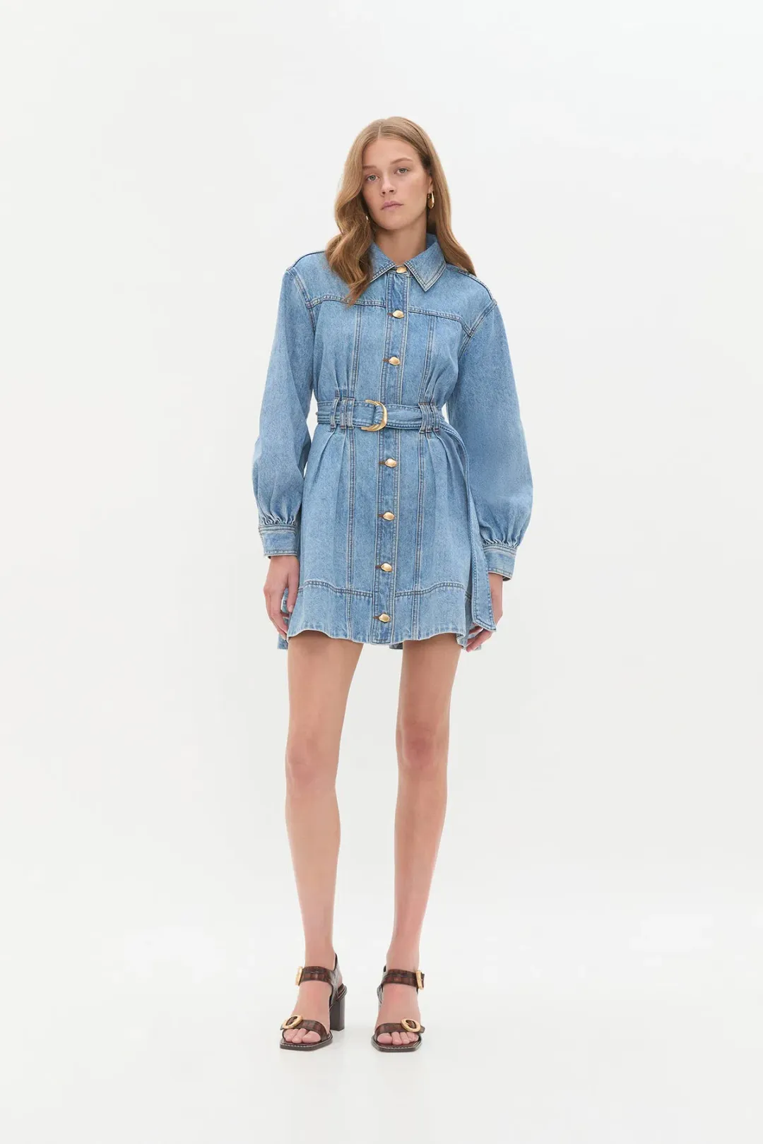 AJE LANE DENIM MINI DRESS COASTAL WASH SIZE AU 12 for rent on The Volte - main image