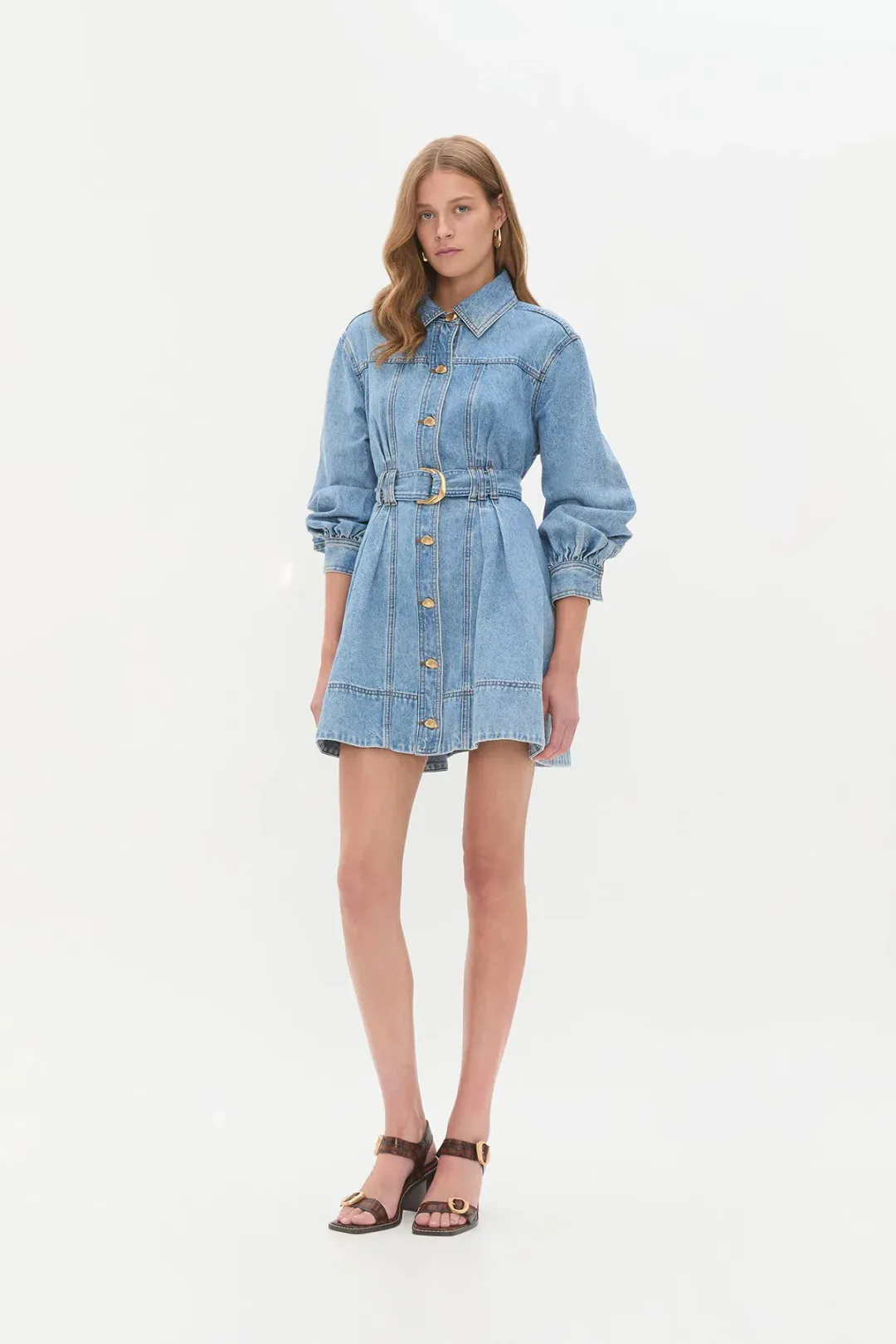 AJE LANE DENIM MINI DRESS COASTAL WASH SIZE AU 12 for rent on The Volte - main image