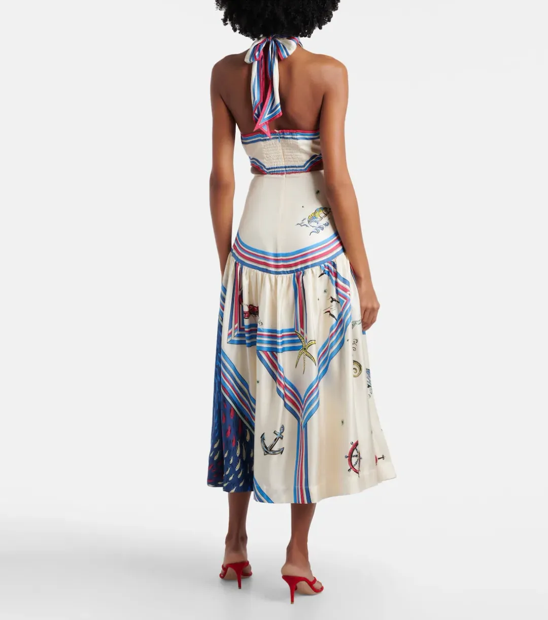 Alémais Apollo printed silk midi dress 10 for rent on The Volte - main image