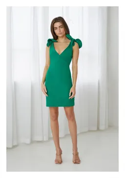 By Johnny V Plunge Bow Shoulder Mini Dress Forest Green Size 10 for rent on The Volte - image 1