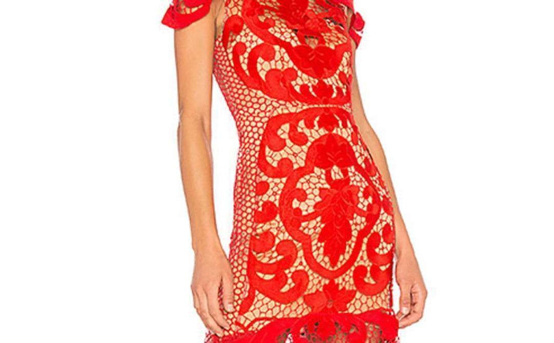 Stunning THURLEY Rose Ceremony Red Midi Dress - Size 6 - RRP $649.99 for rent on The Volte - main image