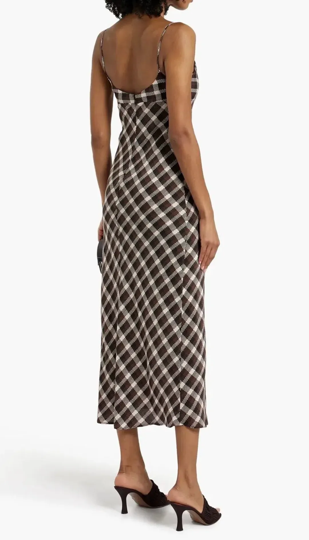 Bec & Bridge Chiara Checked Crepe Midi Dress Chocolate size AU 6 for rent on The Volte - main image