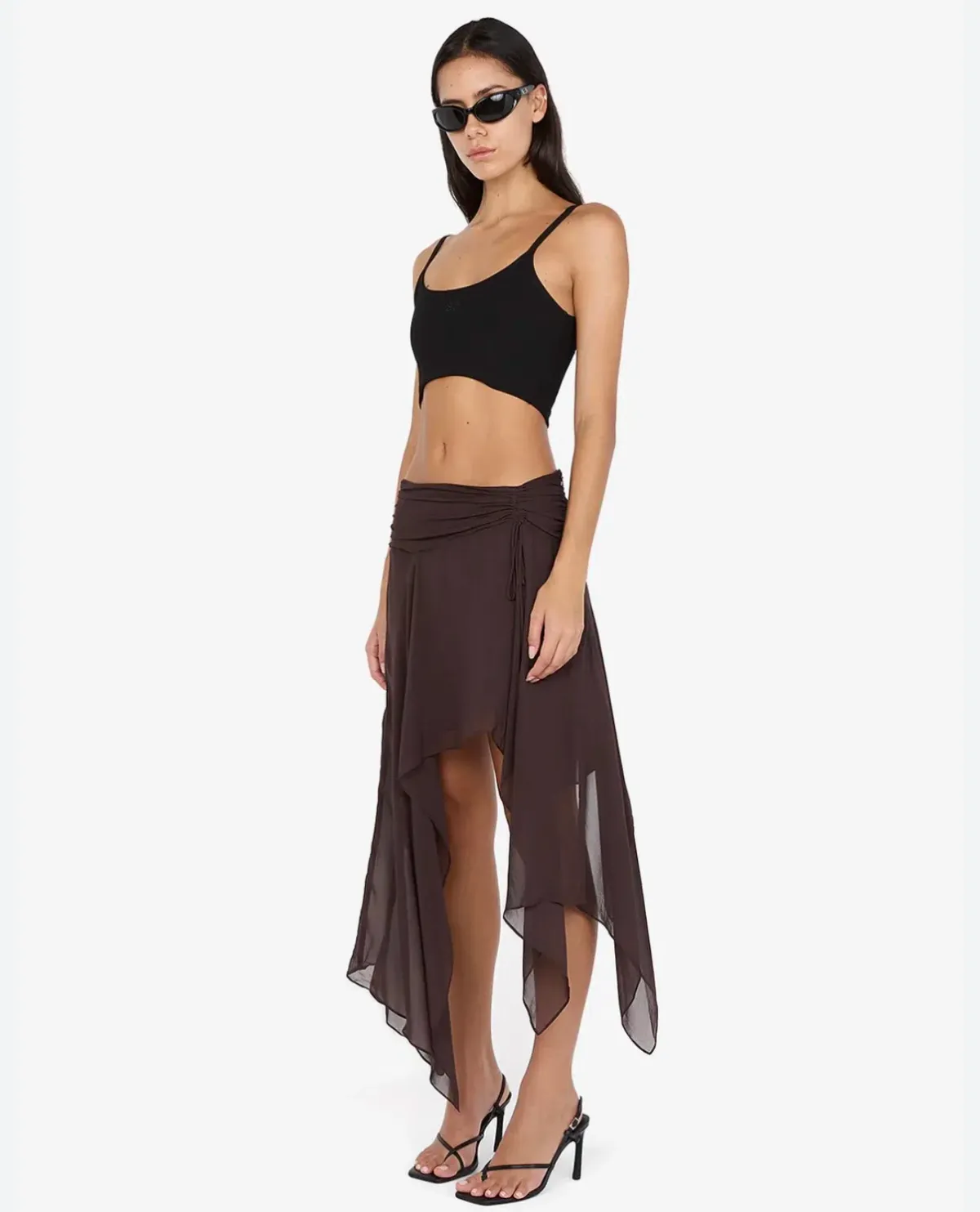 Bec & Bridge TALLIS ASYM SKIRT Dark Chocolate size AU 6 for rent on The Volte - main image