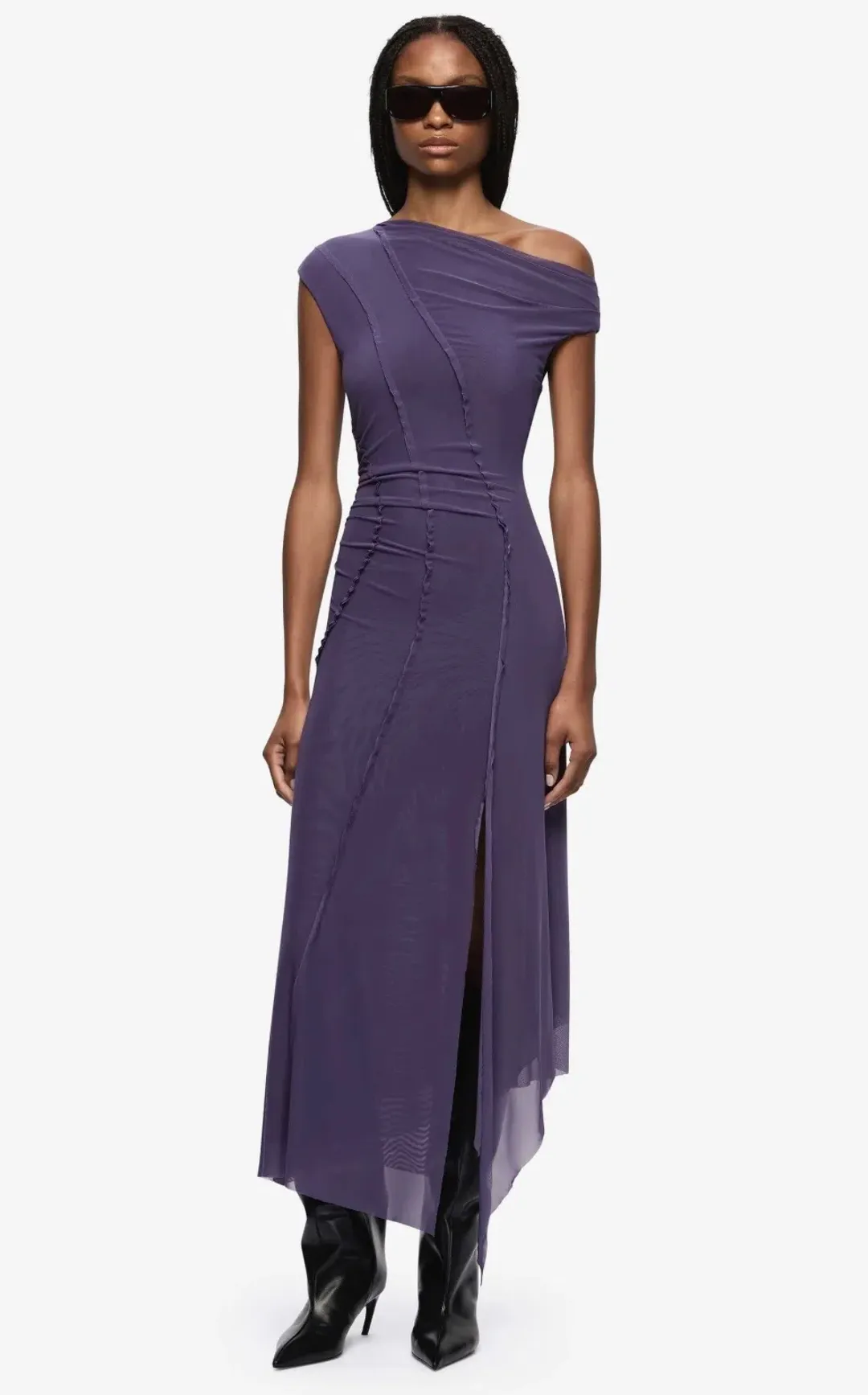 Bec & Bridge Delila Asym Midi Dress in Amethyst size AU 8 for rent on The Volte - main image