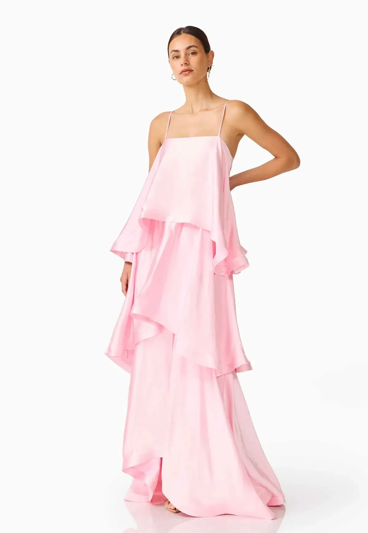 Elliatt Tilly Tiered Maxi Dress in Pale Pink Size Small for rent on The Volte - main image