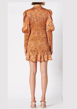 Scanlan Theodore Silk Leopard Shirred Dress Orange Size 8 for rent on The Volte - image 2