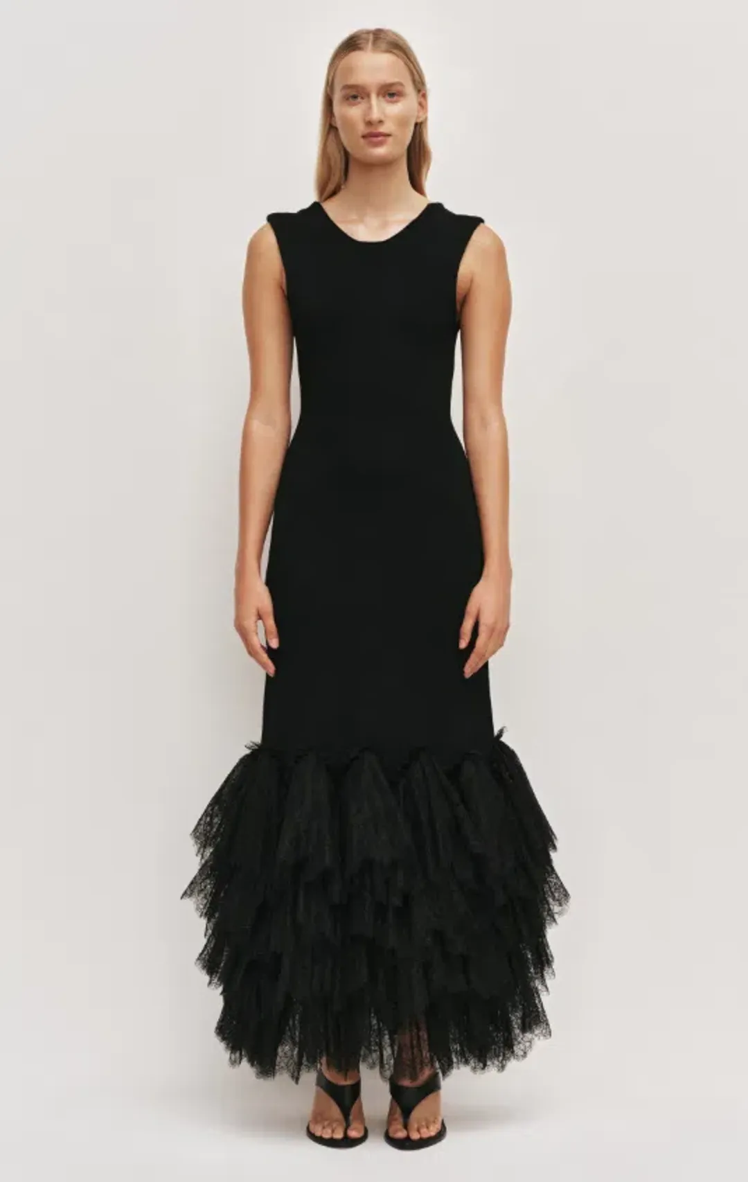 AJE Thalia Knit Midi Dress Black Size M for rent on The Volte - main image