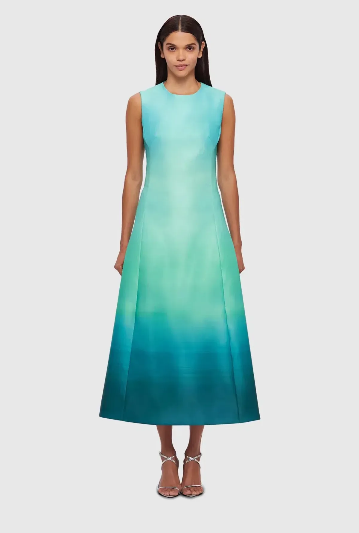 Leo Lin- Cleo Sleeveless Midi Dress- Ombre Aqua- Size 12 for rent on The Volte - main image