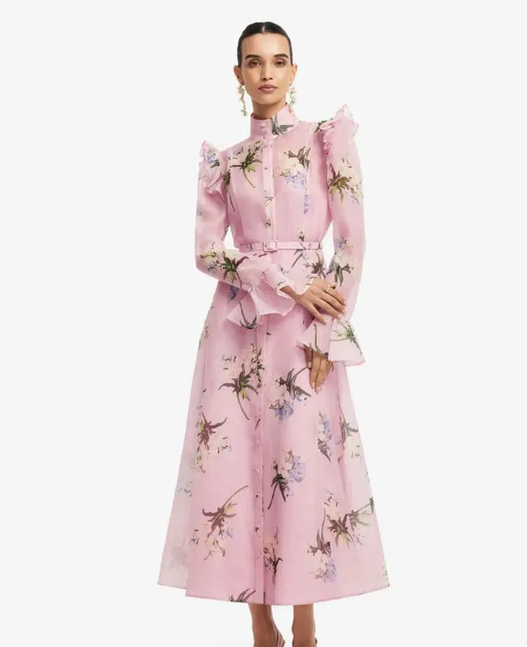Leo Lin Katrina Butterfly Sleeve Midi Dress size 12  for rent on The Volte - main image