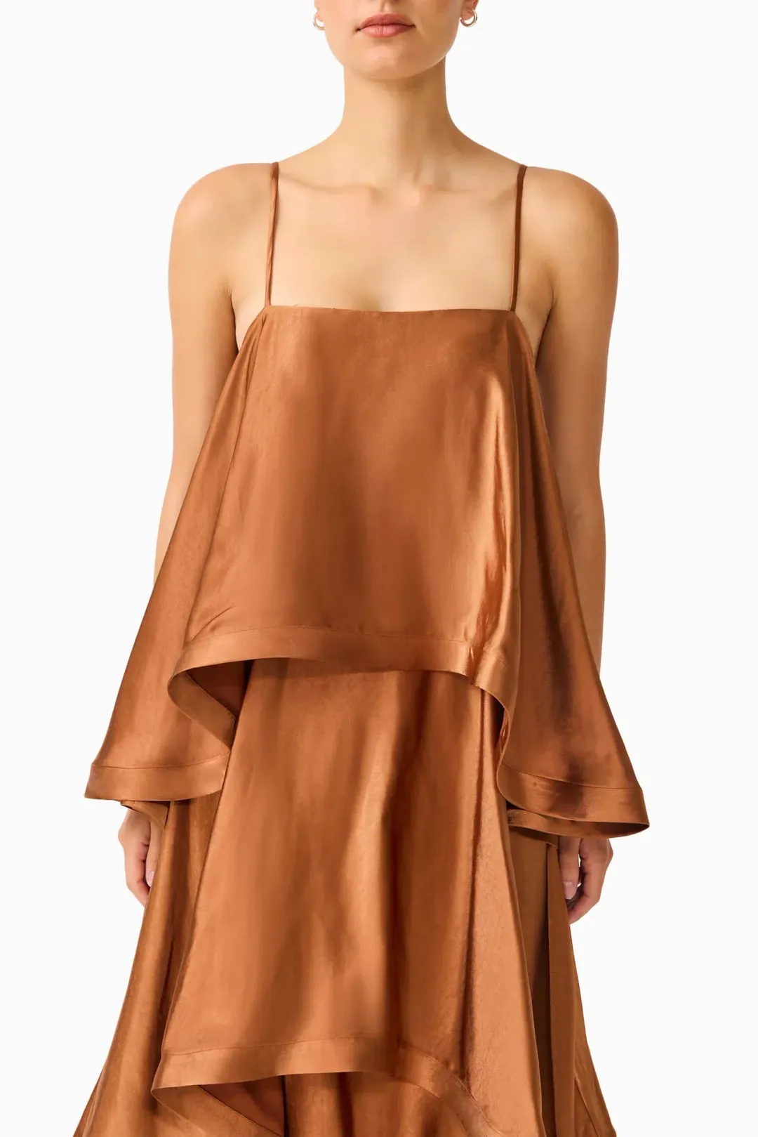 Elliatt Tilly Tiered Maxi dress toffee brown XS(6) for rent on The Volte - main image