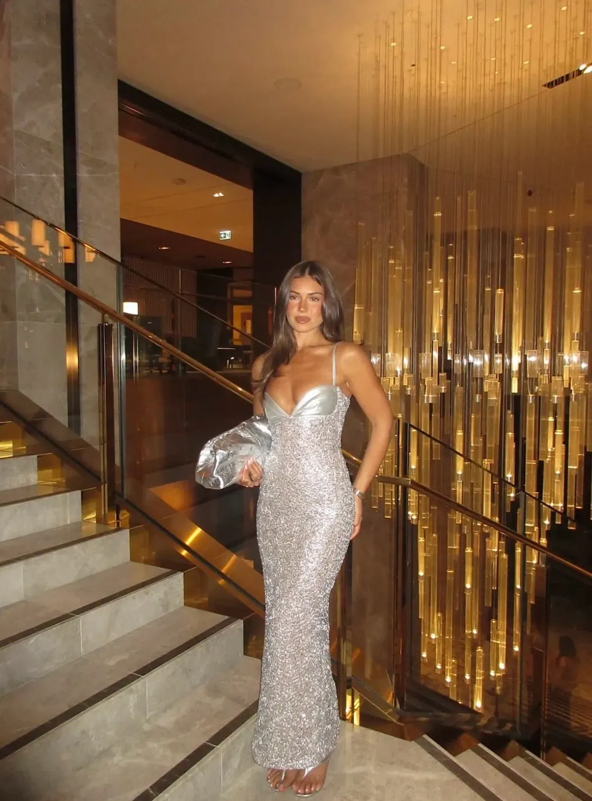 SIRA MAXI DRESS | SILVER - SIZE 6 for rent on The Volte - main image