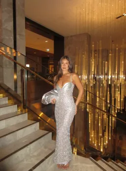 SIRA MAXI DRESS | SILVER - SIZE 8 for rent on The Volte - image 1