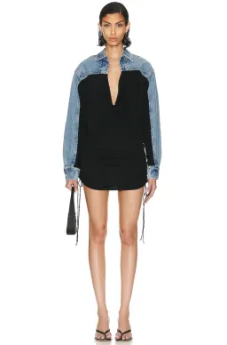 Christopher Esber Blue/Black Denim Cummerbund Shirt Dress -Size 12 AU for rent on The Volte - image 1