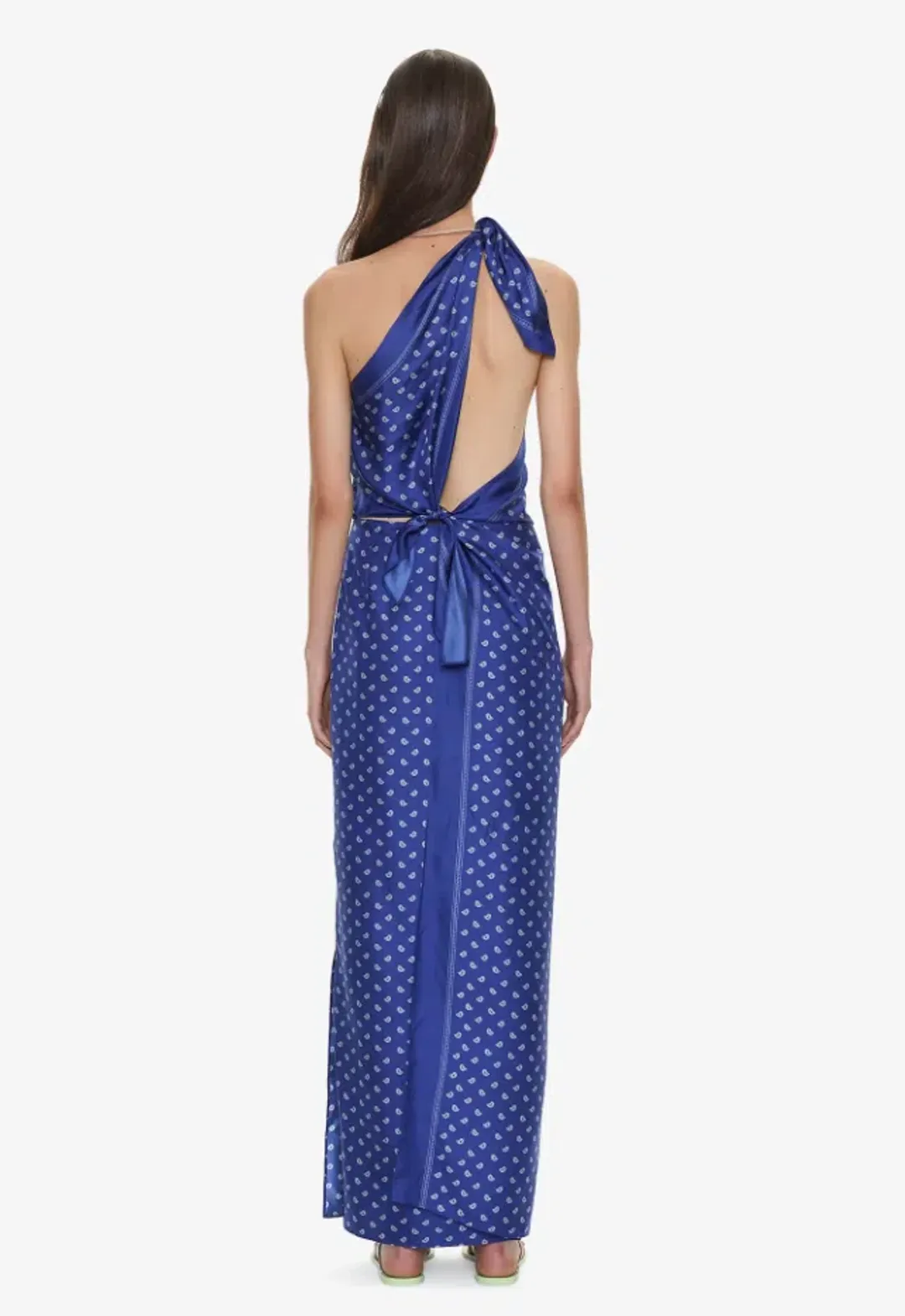Christopher Esber Bandana Scarf Tie Dress indigo bandana print Size 8 for rent on The Volte - main image