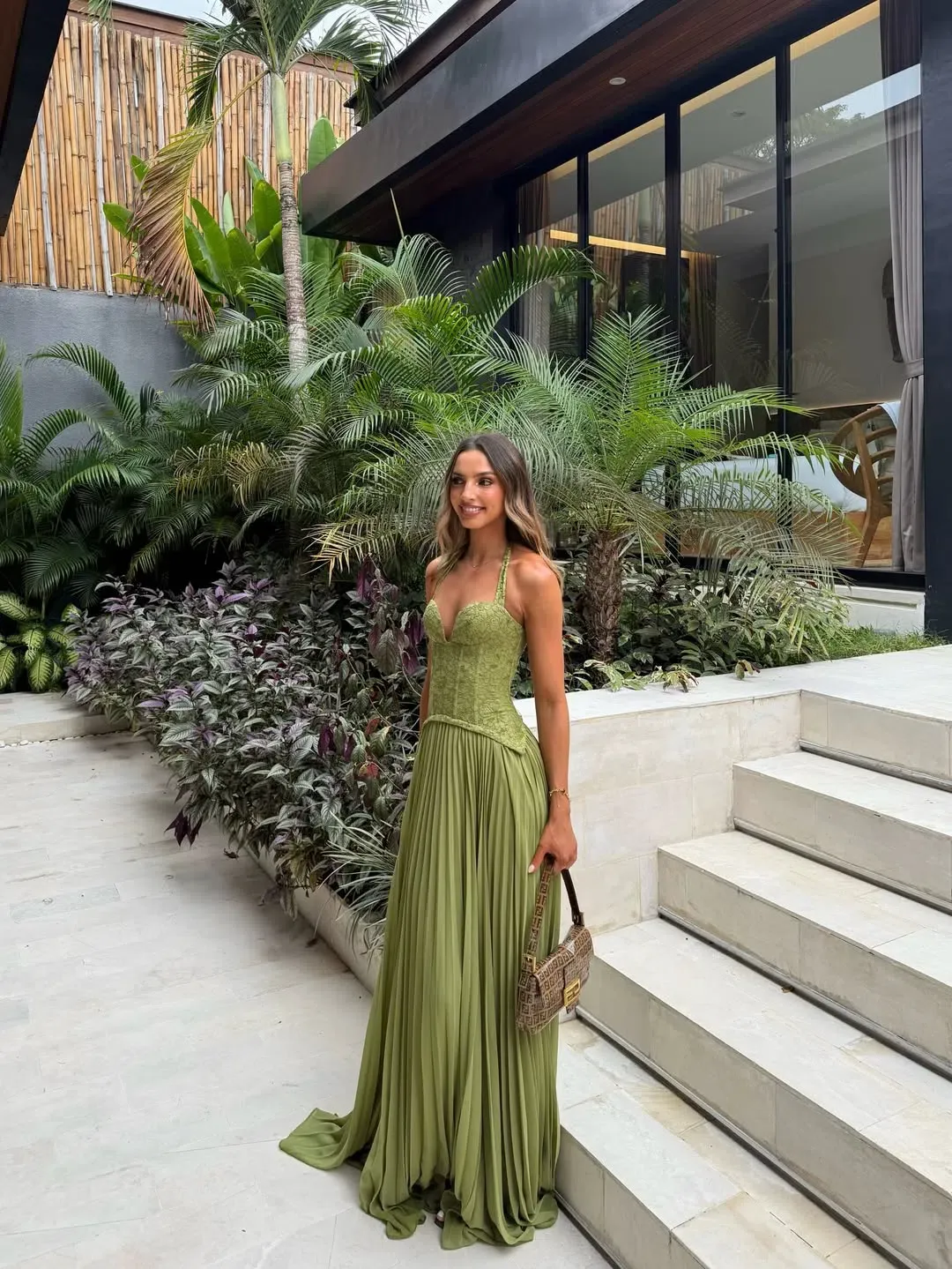 Fenity Gaia Maxi Dress in Green Size S for rent on The Volte - main image