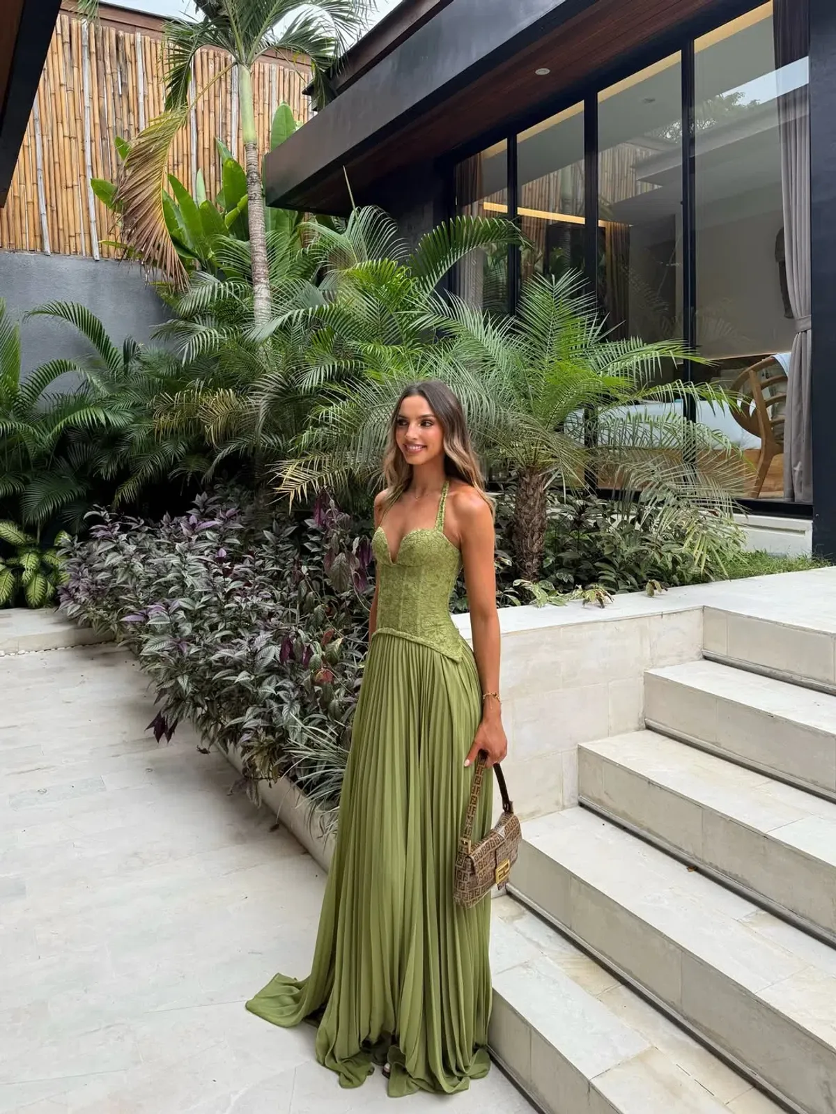 Fenity Gaia Maxi Dress in Green Size S for rent on The Volte - main image