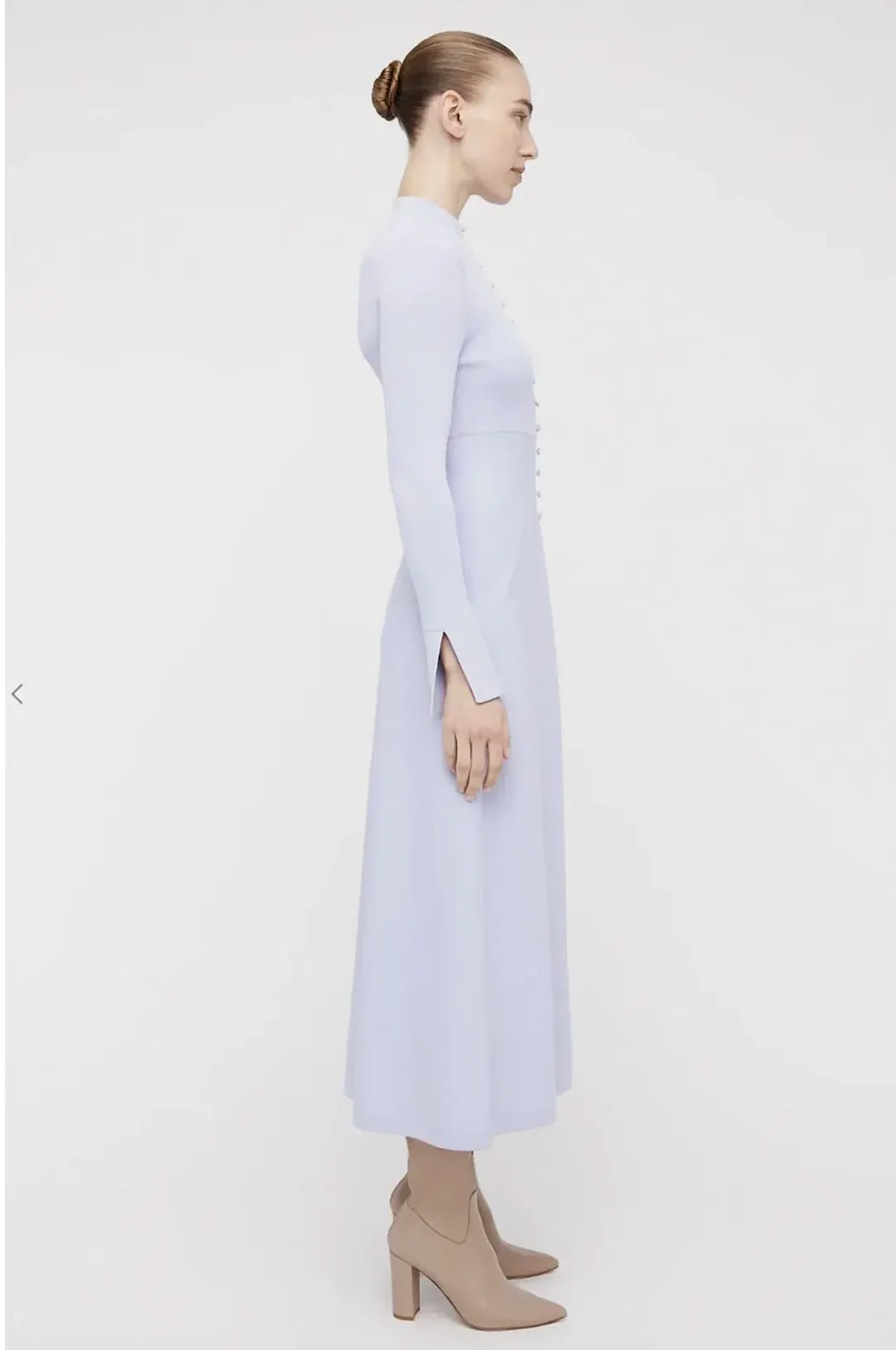 Scanlan Theodore Crepe Knit Button Polo Dress Light Blue / Mauve Size M / AU 10 for rent on The Volte - main image