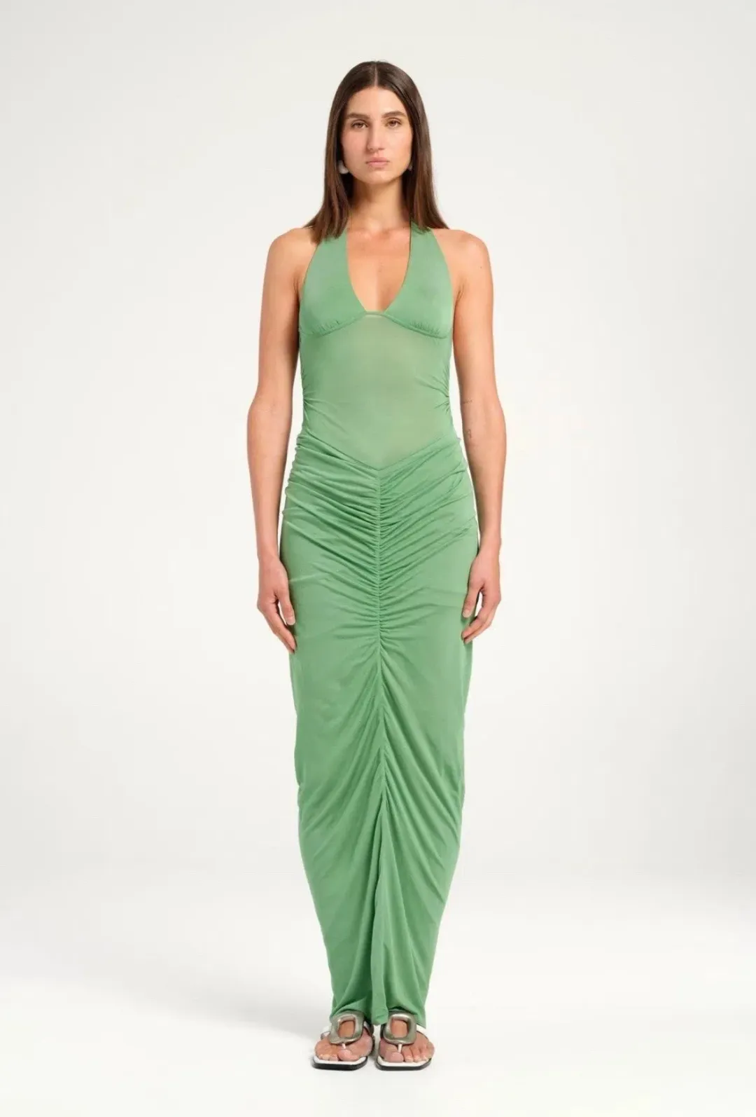 BENNI Pierre Maxi Dress In Forest Green | Size AU 12 for rent on The Volte - main image