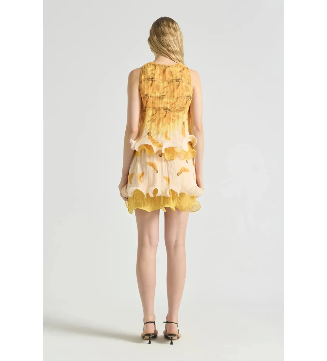 Antipodean Bathers Fluted Pleat Cami and Mini Skirt Set in Banana Size AU12 for rent on The Volte - main image