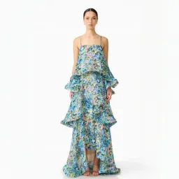 Elliatt Armani Tiered Maxi Dress In Blue Floral Size Medium for rent on The Volte - image 1