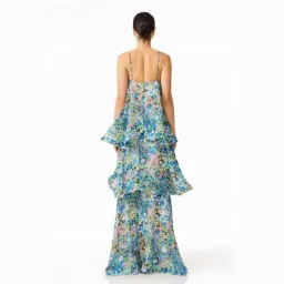 Elliatt Armani Tiered Maxi Dress In Blue Floral Size Large for rent on The Volte - image 6