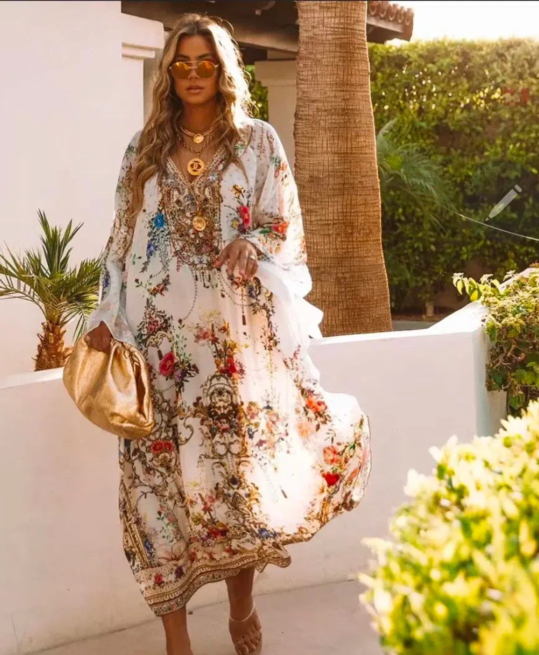 LONG RAGLAN SLEEVE FLARED KAFTAN BY THE MEADOW SIZE S/M for rent on The Volte - main image