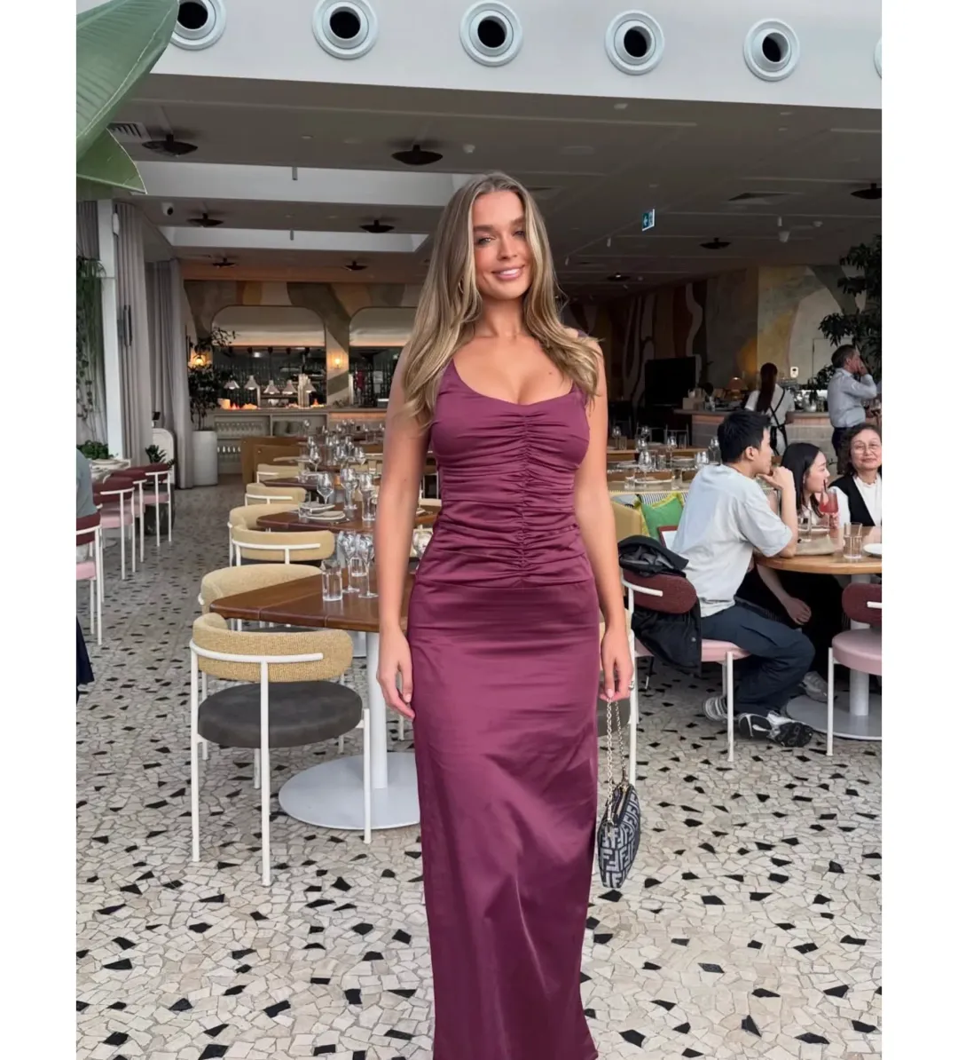 Ance Gria Atlein Gown Plum Size L/AU 12 for rent on The Volte - main image