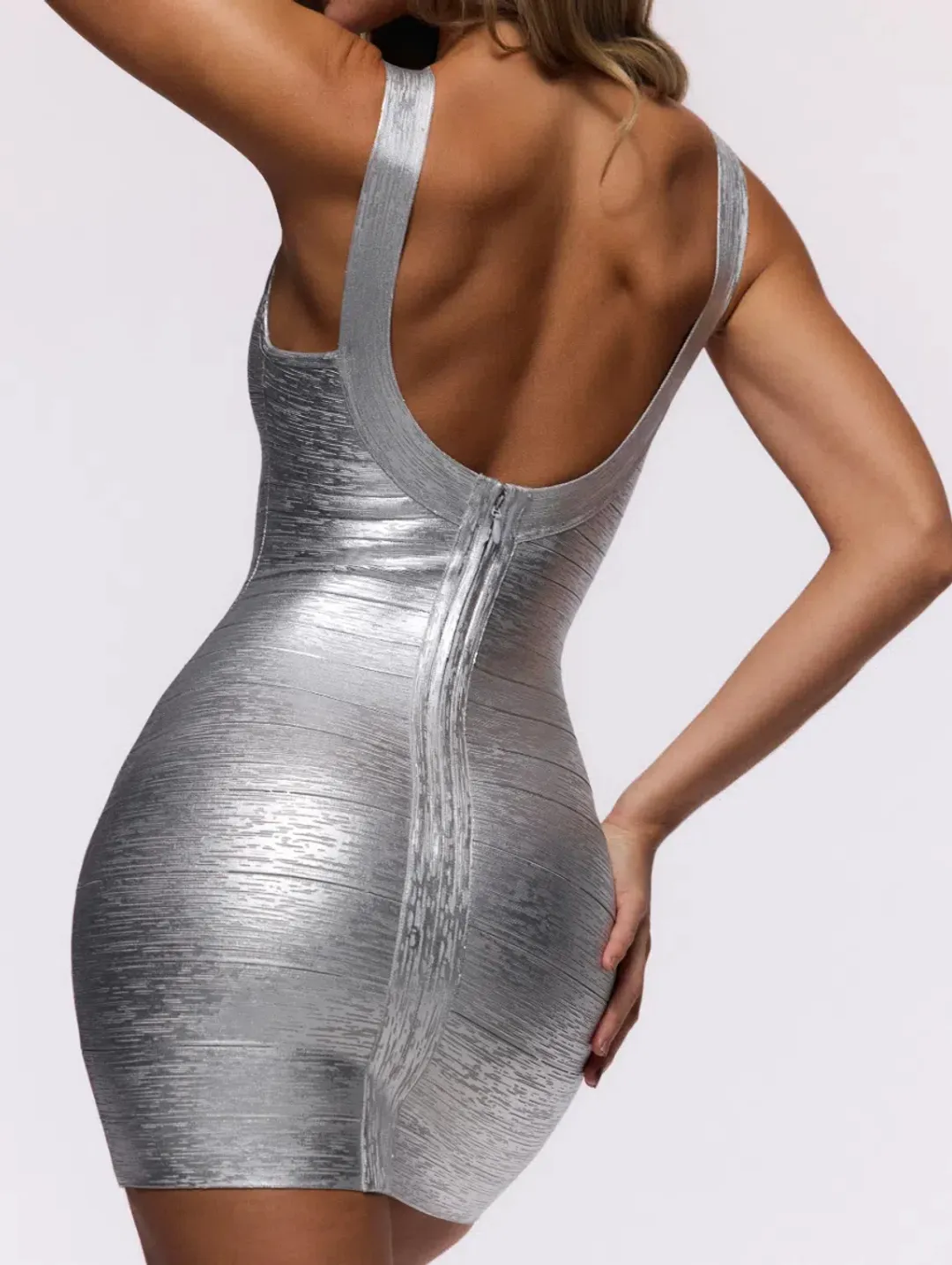 HOUSE OF CB THE OG Silver Bandage Mini Dress size XS for rent on The Volte - main image
