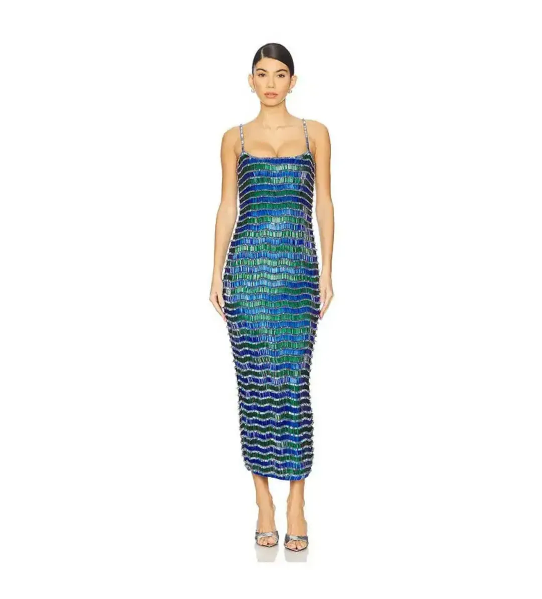 Rachel Gilbert Zeph Midi Gown in Blue and Green Size 6 for rent on The Volte - main image