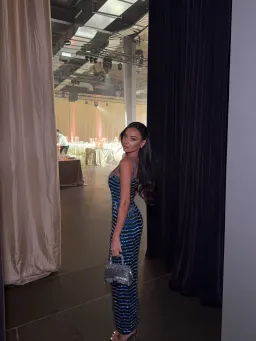 Rachel Gilbert Zeph Midi Gown in Blue and Green Size 6 for rent on The Volte - image 3