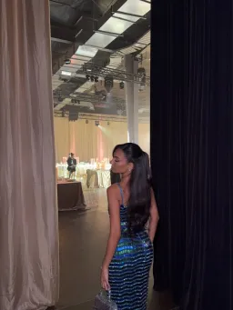 Rachel Gilbert Zeph Midi Gown in Blue and Green Size 6 for rent on The Volte - image 4