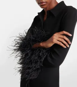 Valentino Feather-trimmed silk midi dress for rent on The Volte - image 2