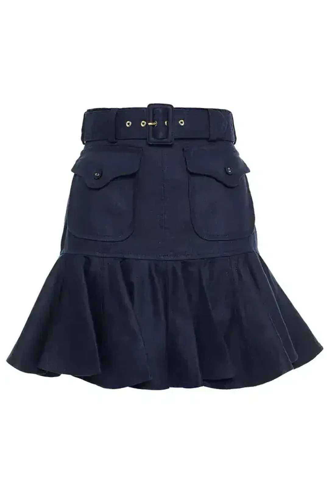 Zimmermann Glassy Safari Belted Linen Mini Skirt Blue Size AU 10 / 1 for rent on The Volte - main image