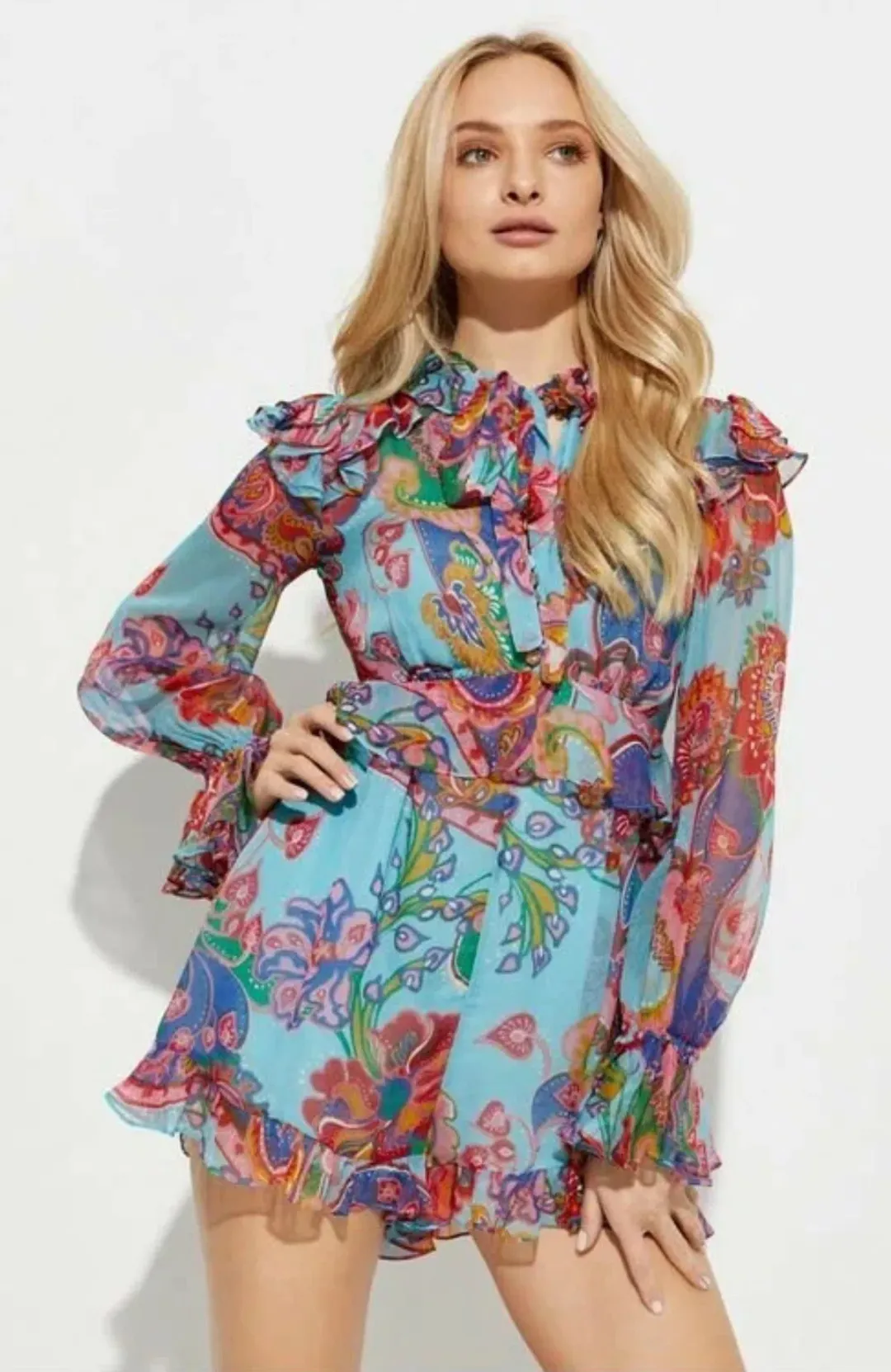 Zimmermann Lovestruck Silk Frill Playsuit Size AU 14 / 3 for rent on The Volte - main image