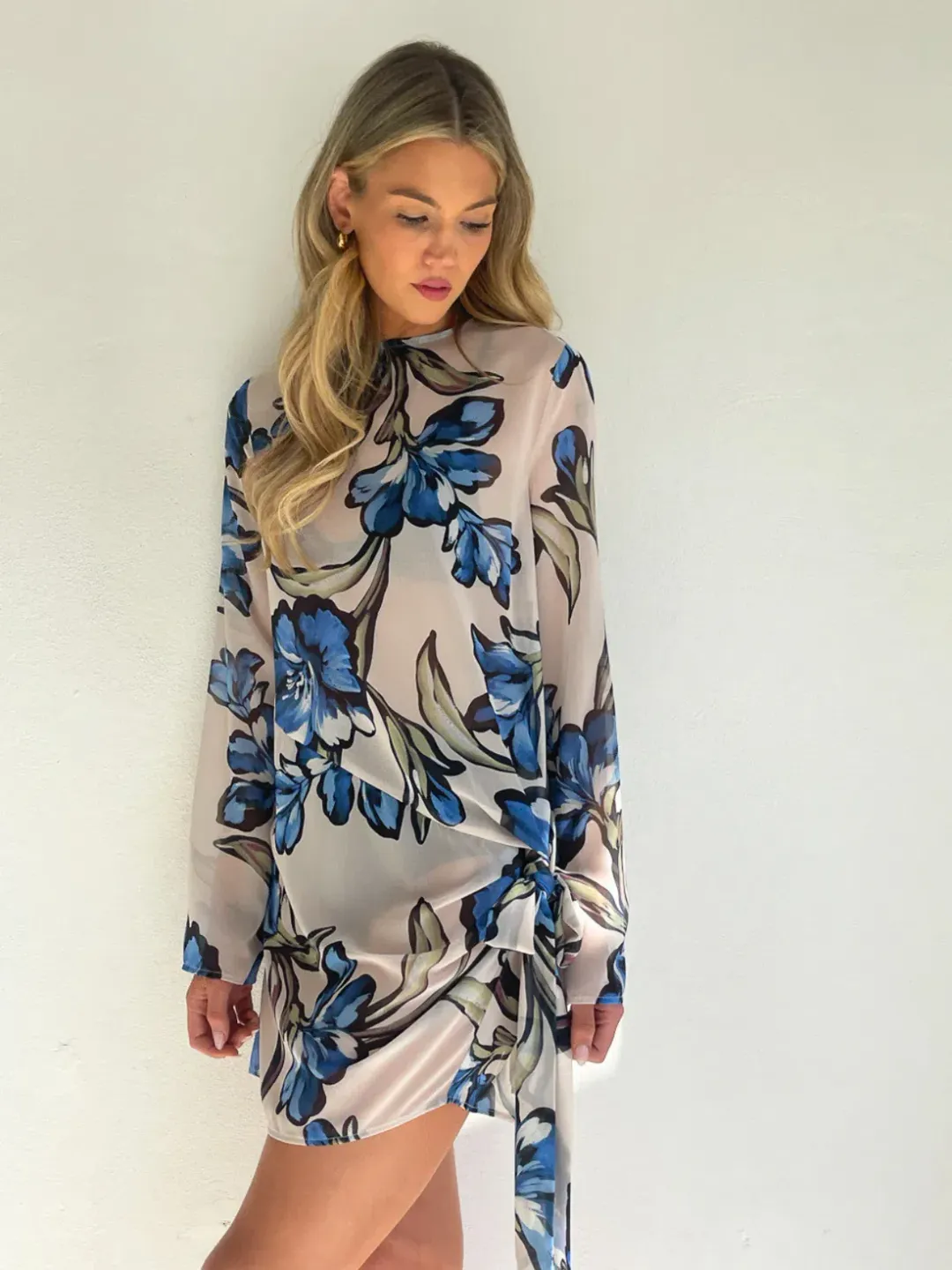 By Nicola Elodie Mini Dress Size 16 Wakiki Floral for rent on The Volte - main image