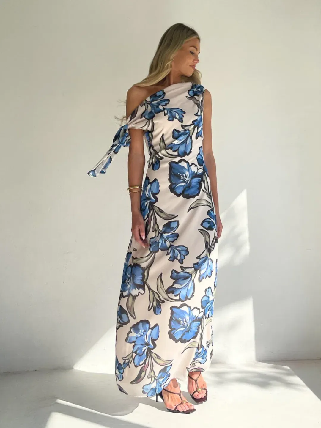 By Nicola Hayley Tie Maxi Dress Size 16 Wakiki Floral for rent on The Volte - main image