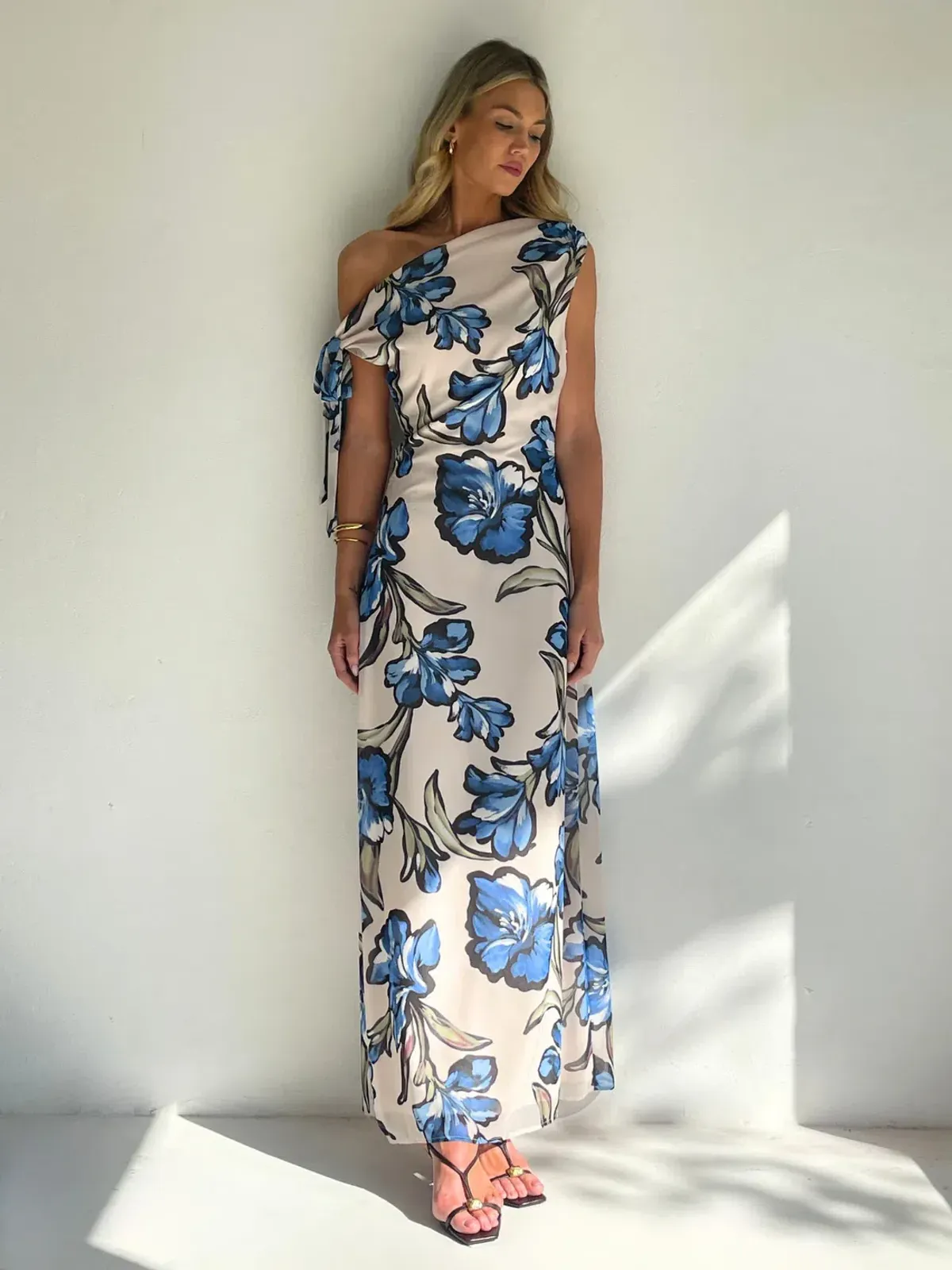 By Nicola Hayley Tie Maxi Dress Size 16 Wakiki Floral for rent on The Volte - main image