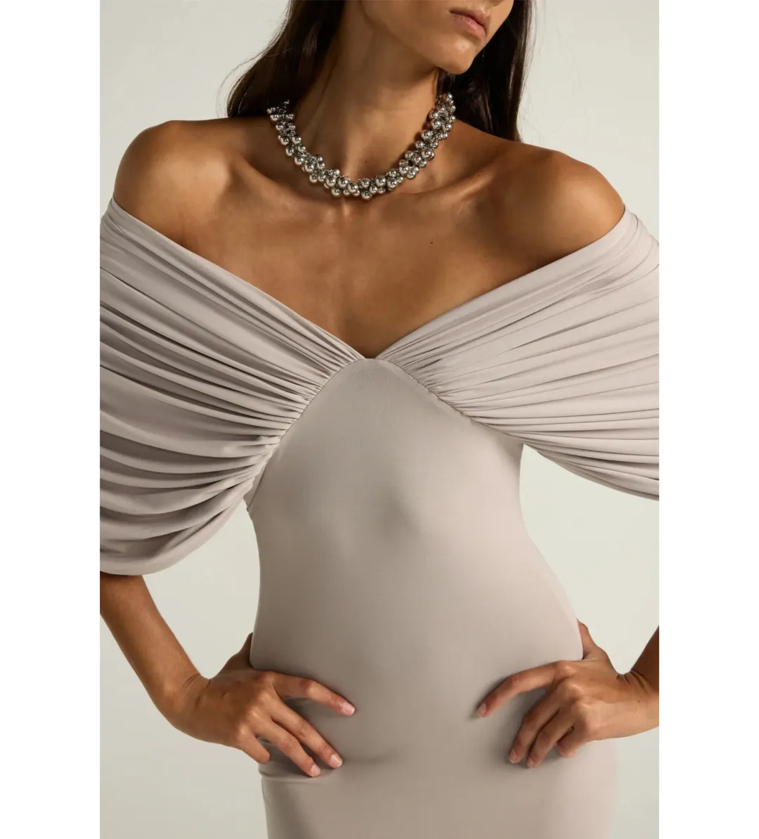 Ance Gria Neve Maxi Dress Silver Grey Size XS/AU 6 for rent on The Volte - main image