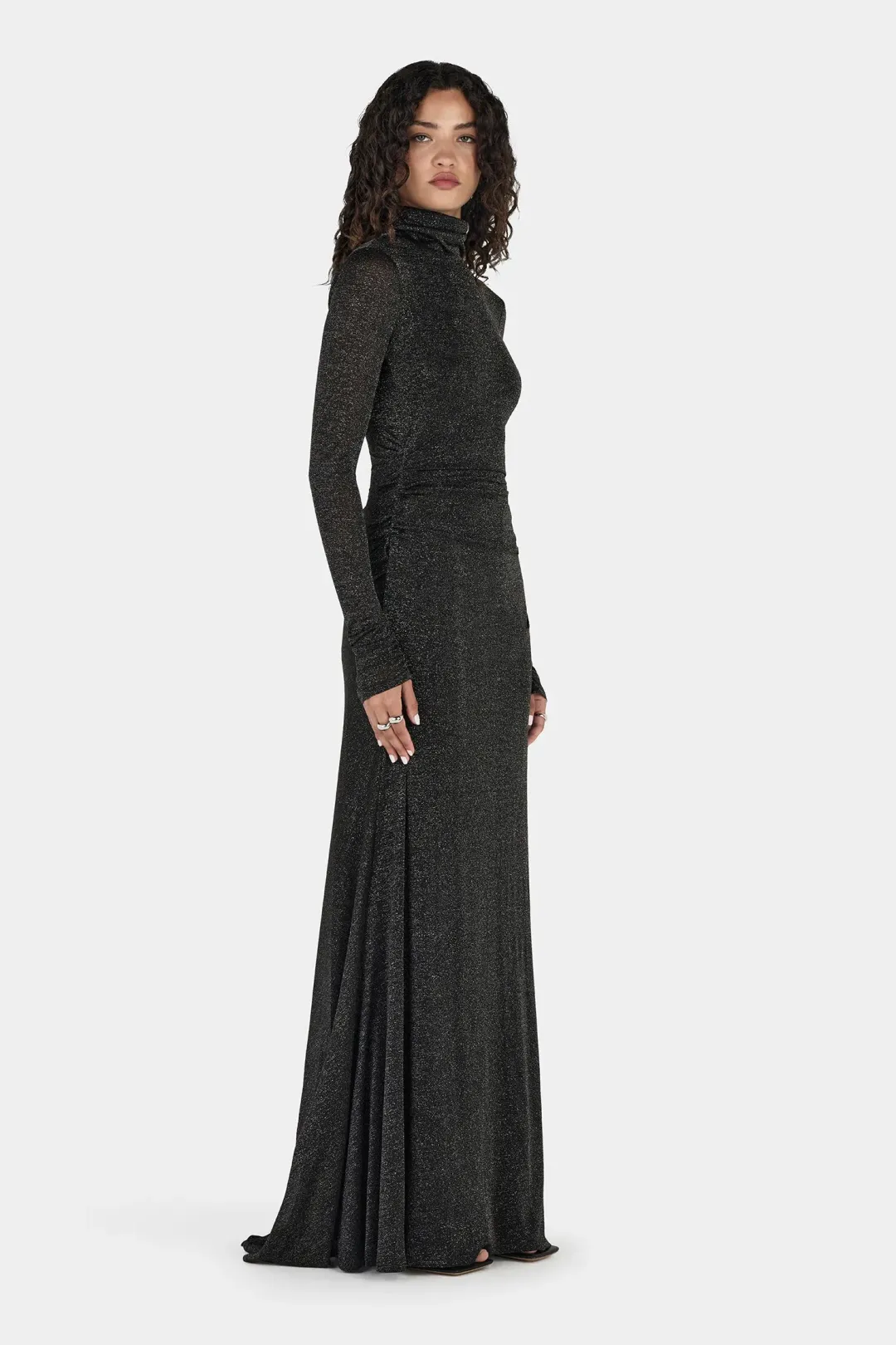 Hansen + Gretel Phoebe Maxi Dress Charcoal Lurex for rent on The Volte - main image