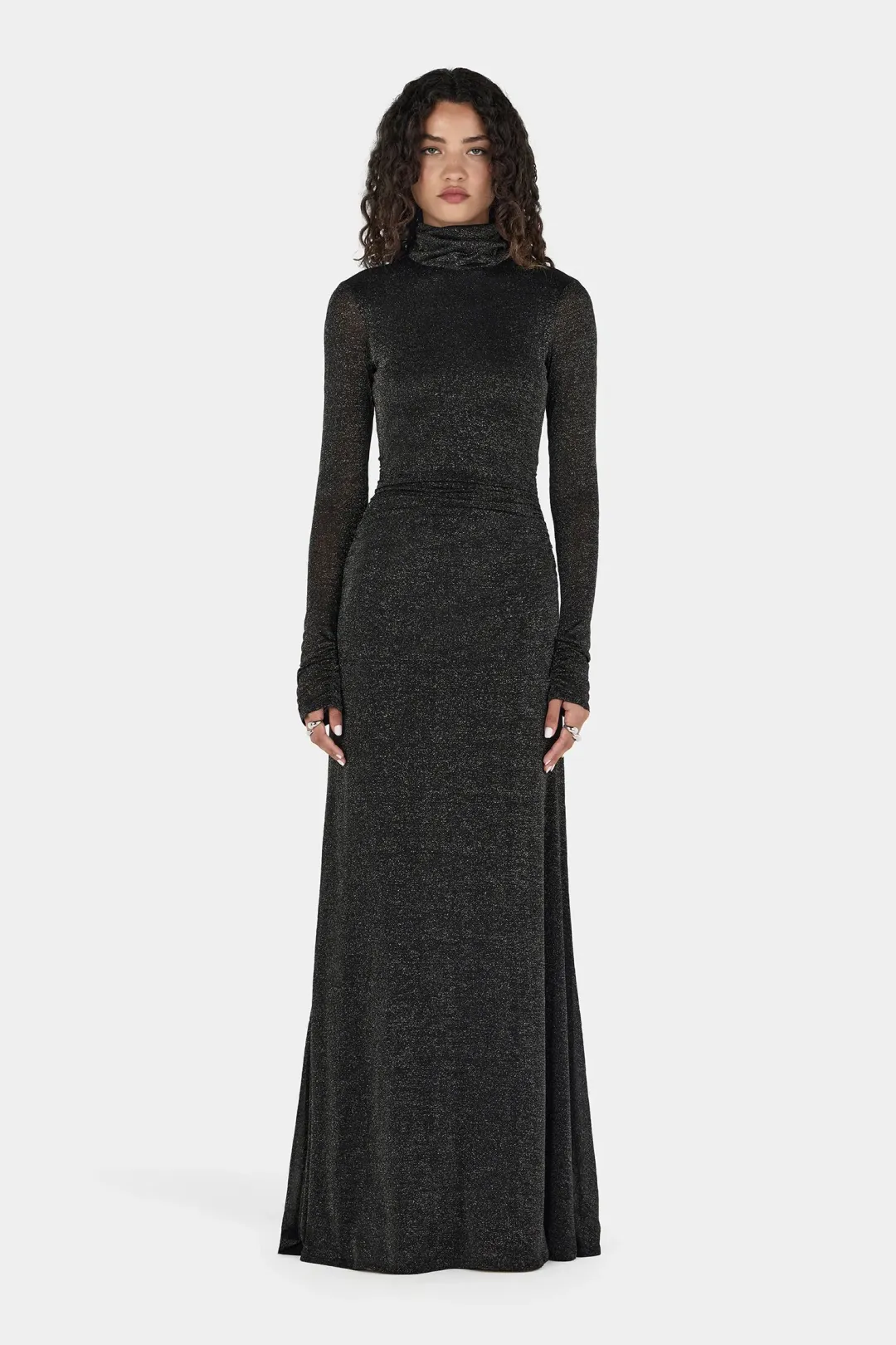 Hansen + Gretel Phoebe Maxi Dress Charcoal Lurex for rent on The Volte - main image
